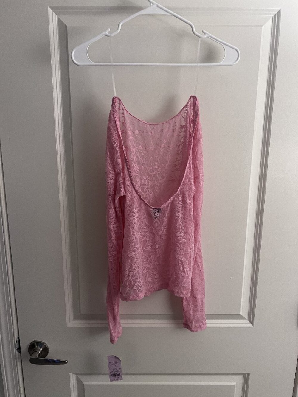 NWT Wild Fable Pink Sheer Lace Long Sleeve Scoop Neck Top - Size M